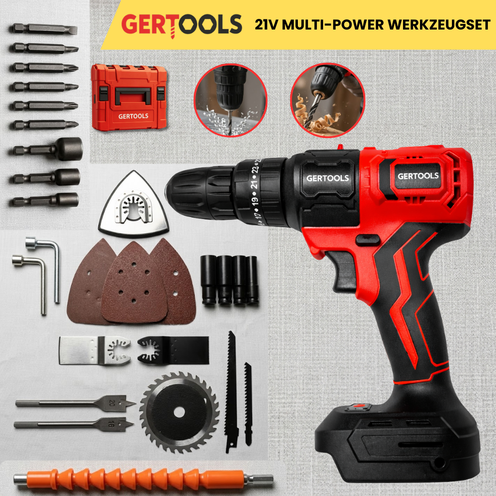 🚀 GERTOOLS  Multi-Power Werkzeugset – 10-in-1 Profi System + GRATIS ZUBEHÖR SET